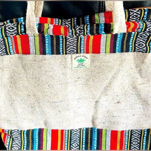 Himalayan Hemp THC Free Zippered Large Tote Bag Made in Nepal - Picture 5 of 7